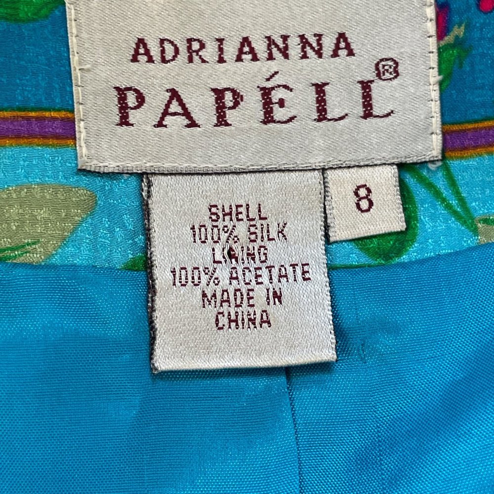 Adrianna Papell Silk Blazer Jacket 8 Blue Pink Floral Cottagecore Elegant Top - Picture 3 of 8